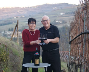 Alex and Carlotta in a Nebbiolo vinyard